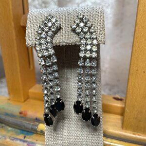 Late 80s Rhinestone Dangle Earrings – Studio 54 Noir